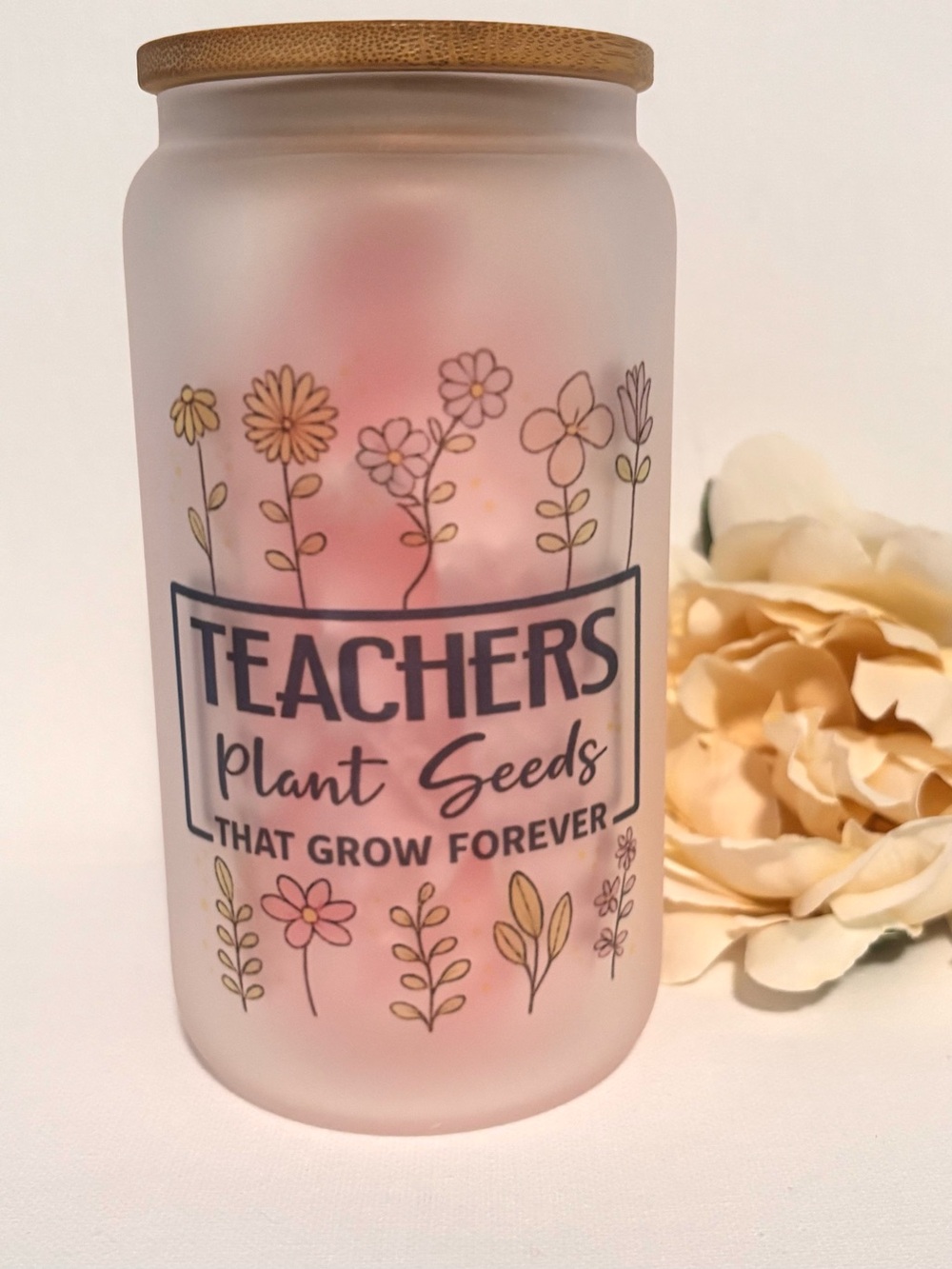 Teachers Plant Seeds Glass Jar with Bamboo Lid